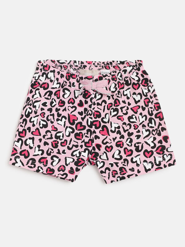 Girls Medium Pink Printed Short Trousers image number null